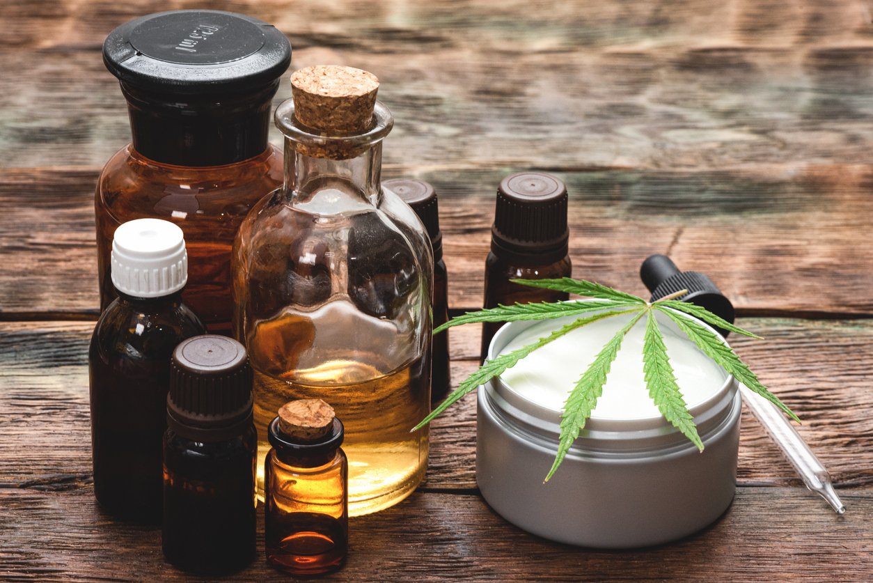 CBD products on a desk
