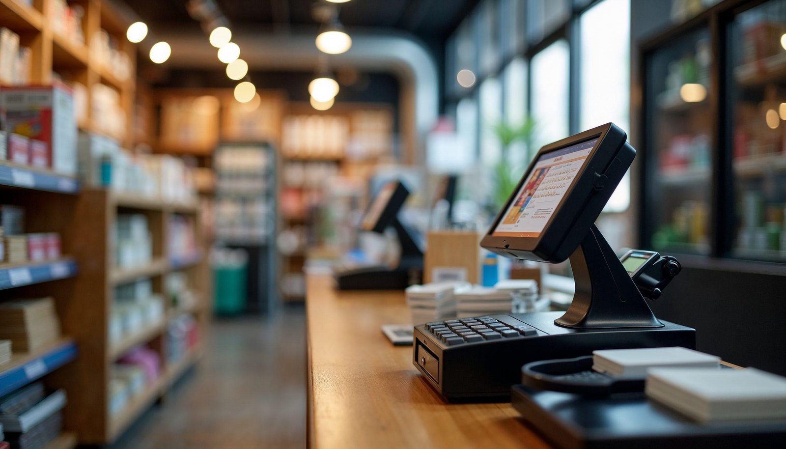Modern POS system used for inventory management in a retail store